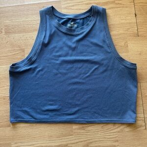 Hollister Ribbed dusty blue grey Crop Top